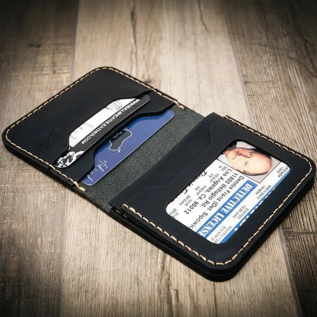 Minimalist leather badge wallet, view 20
