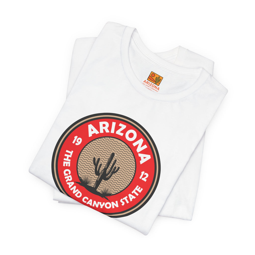 Arizona Cactus Badge Tee — The Grand Canyon State Travel T‑Shirt — front view 2
