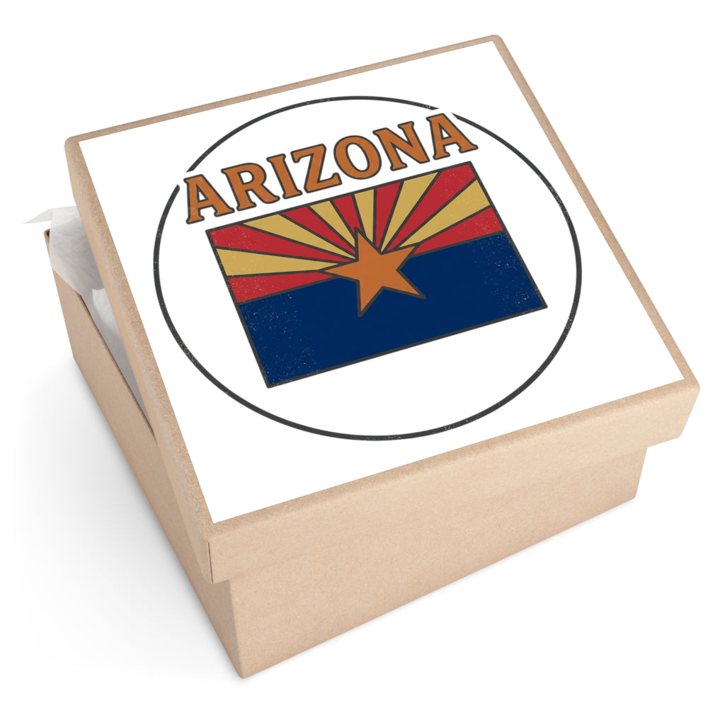 Arizona Flag Square Vinyl Sticker – Retro State Pride Decal — alternate view