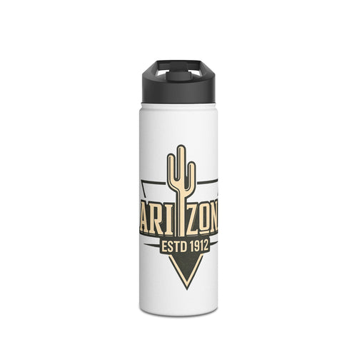 Arizona Cactus Stainless Steel Water Bottle — ESTD 1912 Travel Flask — front view