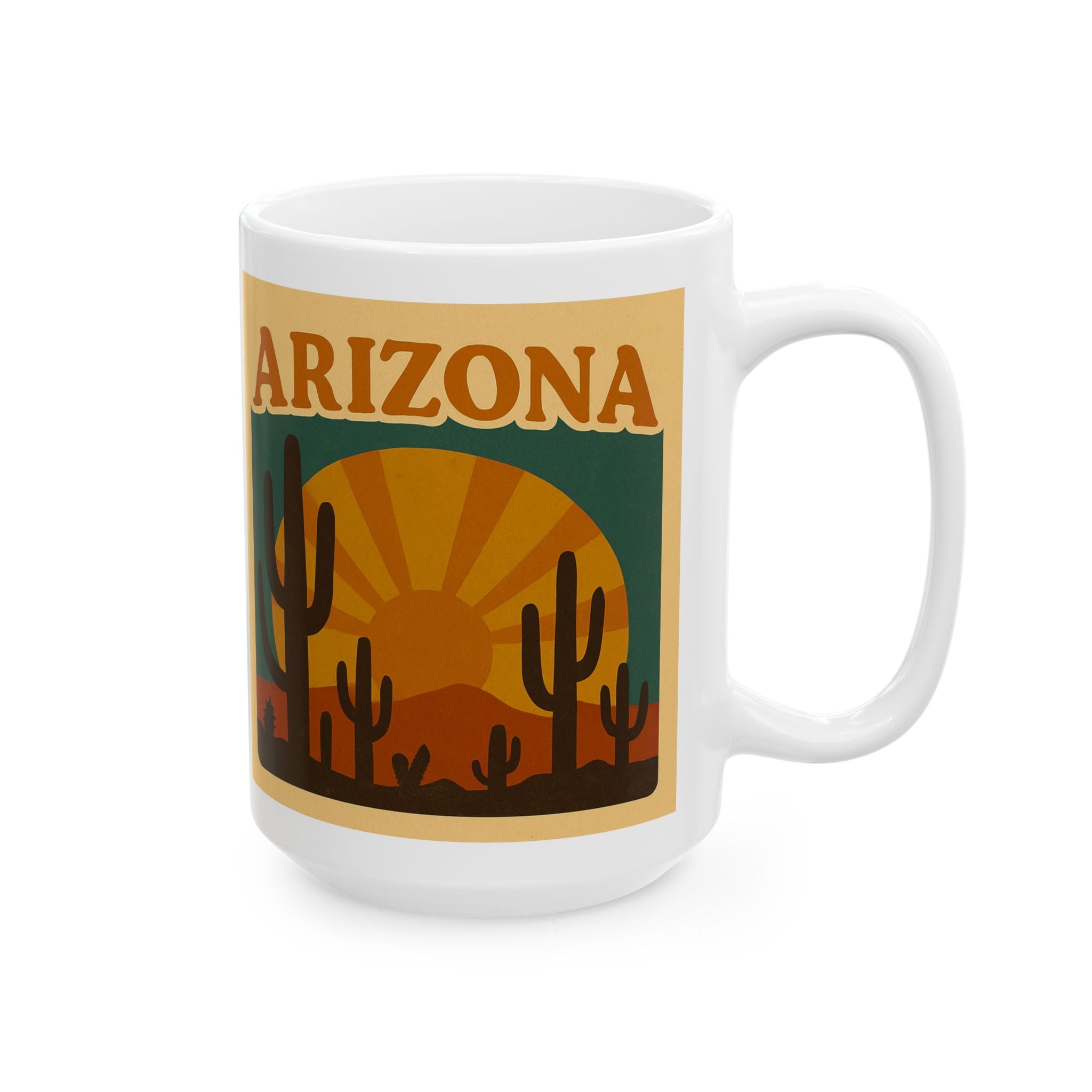 Vintage Cactus Sunset Ceramic Mug