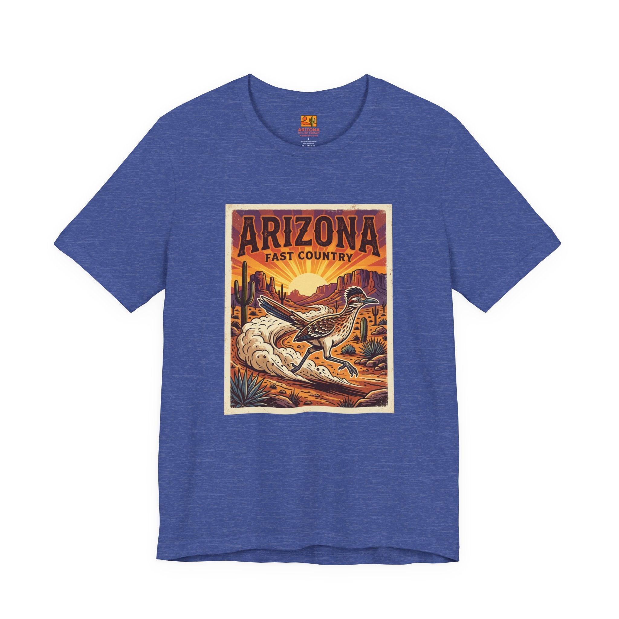 Arizona Fast Country Tee — Vintage Roadrunner Desert Graphic T-Shirt — detail view