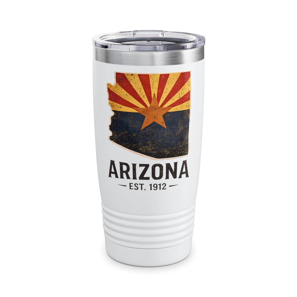 Arizona State Outline 20oz Tumbler — Vintage Flag Design — front view