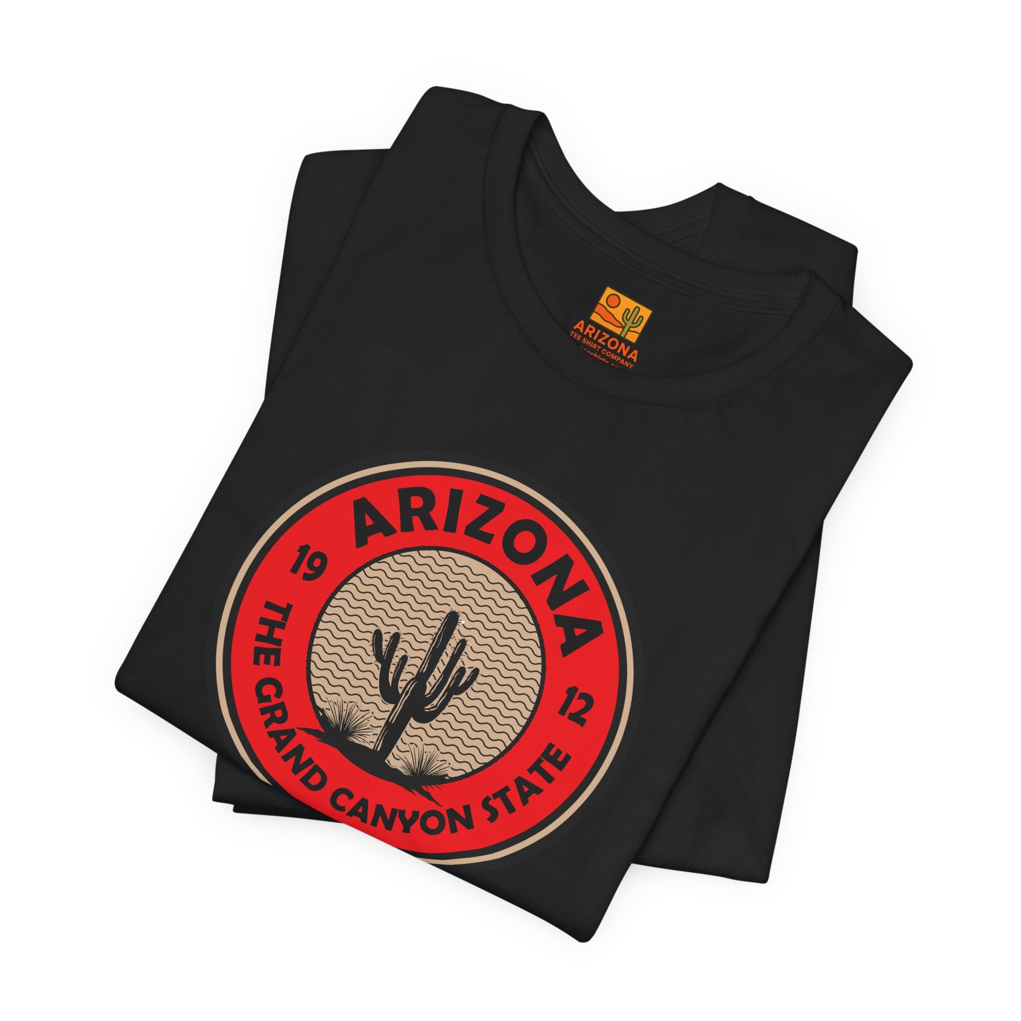 Arizona Cactus Badge Tee — The Grand Canyon State Travel T‑Shirt — lifestyle view