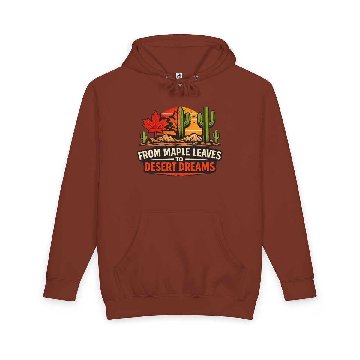 Arizona Desert Hoodie — From Maple Leaves to Desert Dreams Pullover — detail view