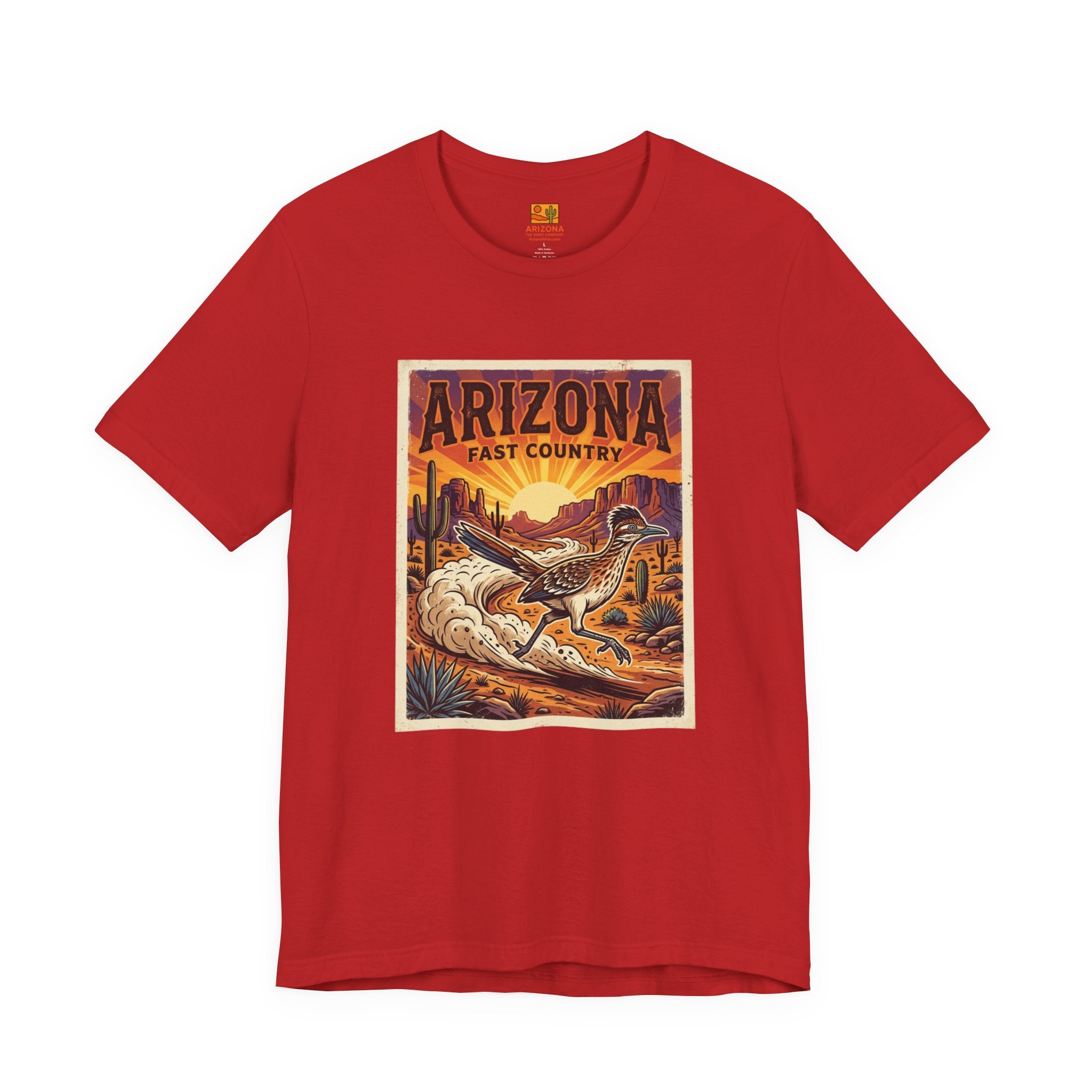 Arizona Fast Country Tee — Vintage Roadrunner Desert Graphic T-Shirt — lifestyle view