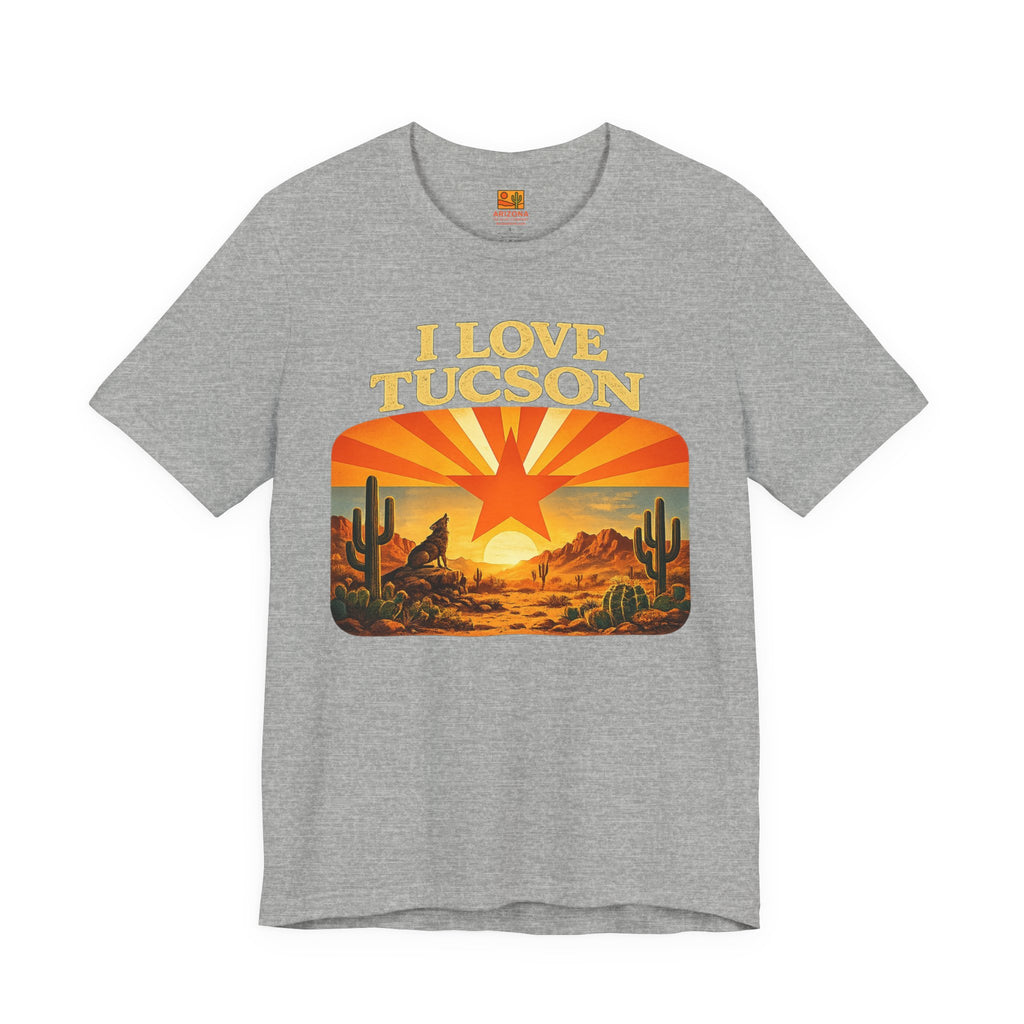 I Love Tucson Sunset Vintage Desert Cactus T‑Shirt — back view