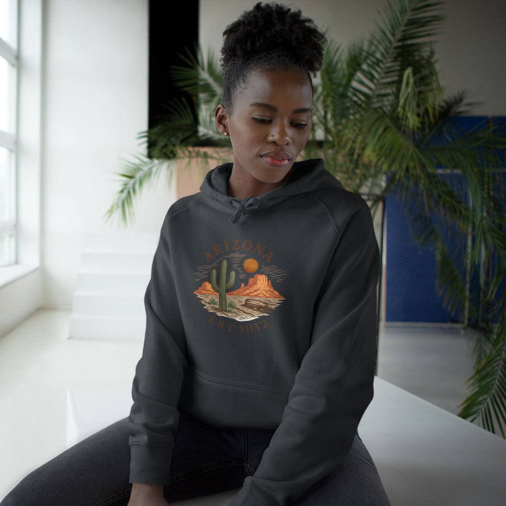 Arizona Desert Hoodie — Cactus Landscape "Est. 1912" Pullover