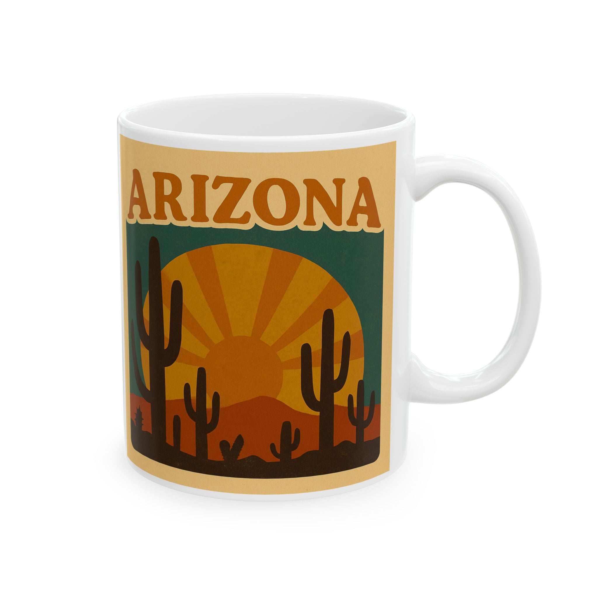 Vintage Cactus Sunset Ceramic Mug