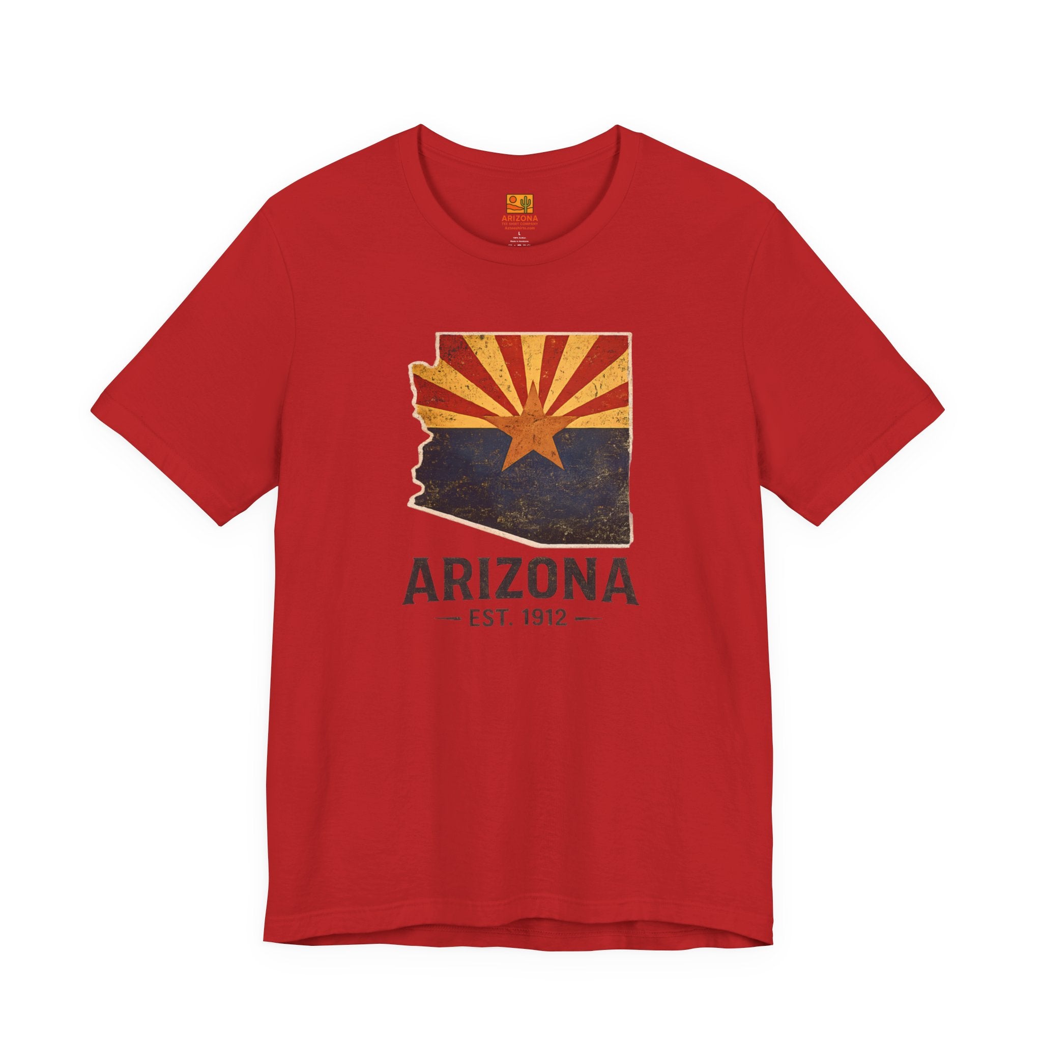 Arizona State Flag T-Shirt – Vintage 'Arizona EST. 1912' Graphic Tee — detail view