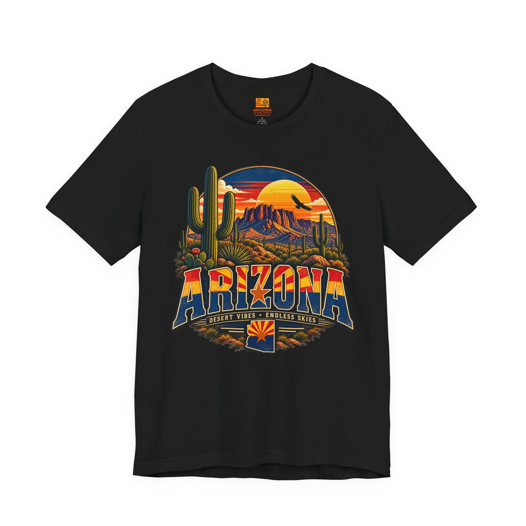 Arizona Desert Sunset Tee — Vintage Cactus Landscape T-Shirt — side view
