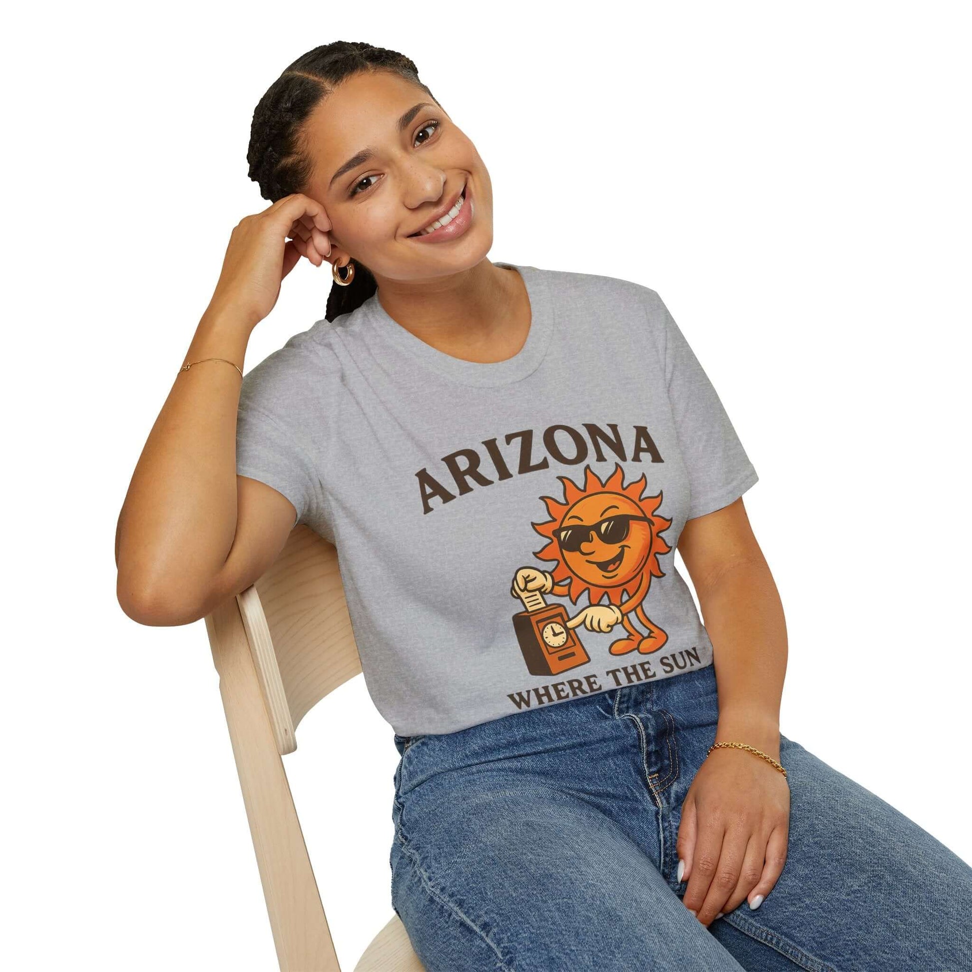Arizona Sun T-Shirt featuring a playful sun graphic, perfect for summer and casual outings.