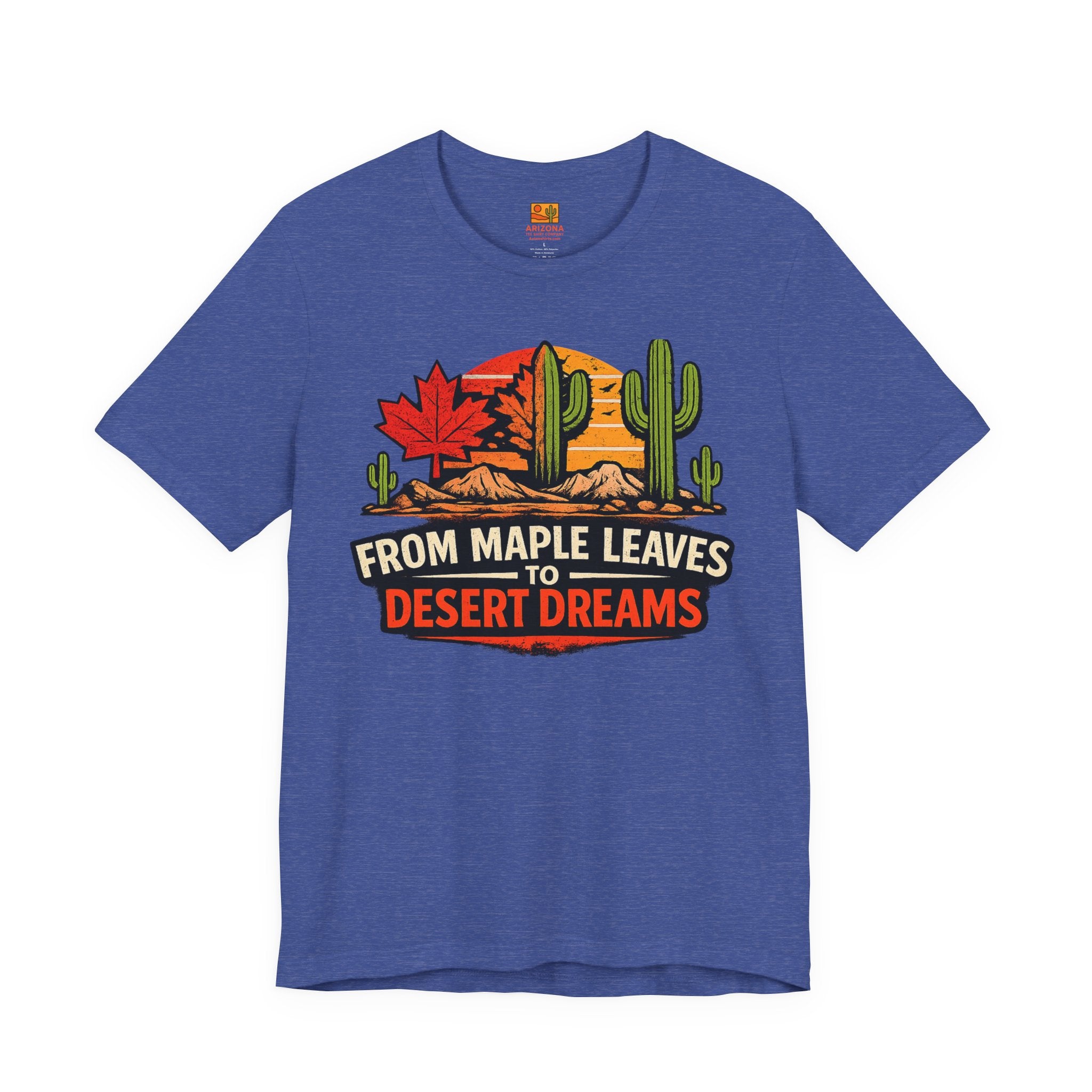 Maple Leaves to Desert Dreams T-Shirt — Nature-Inspired Scenic Tee — side view 2
