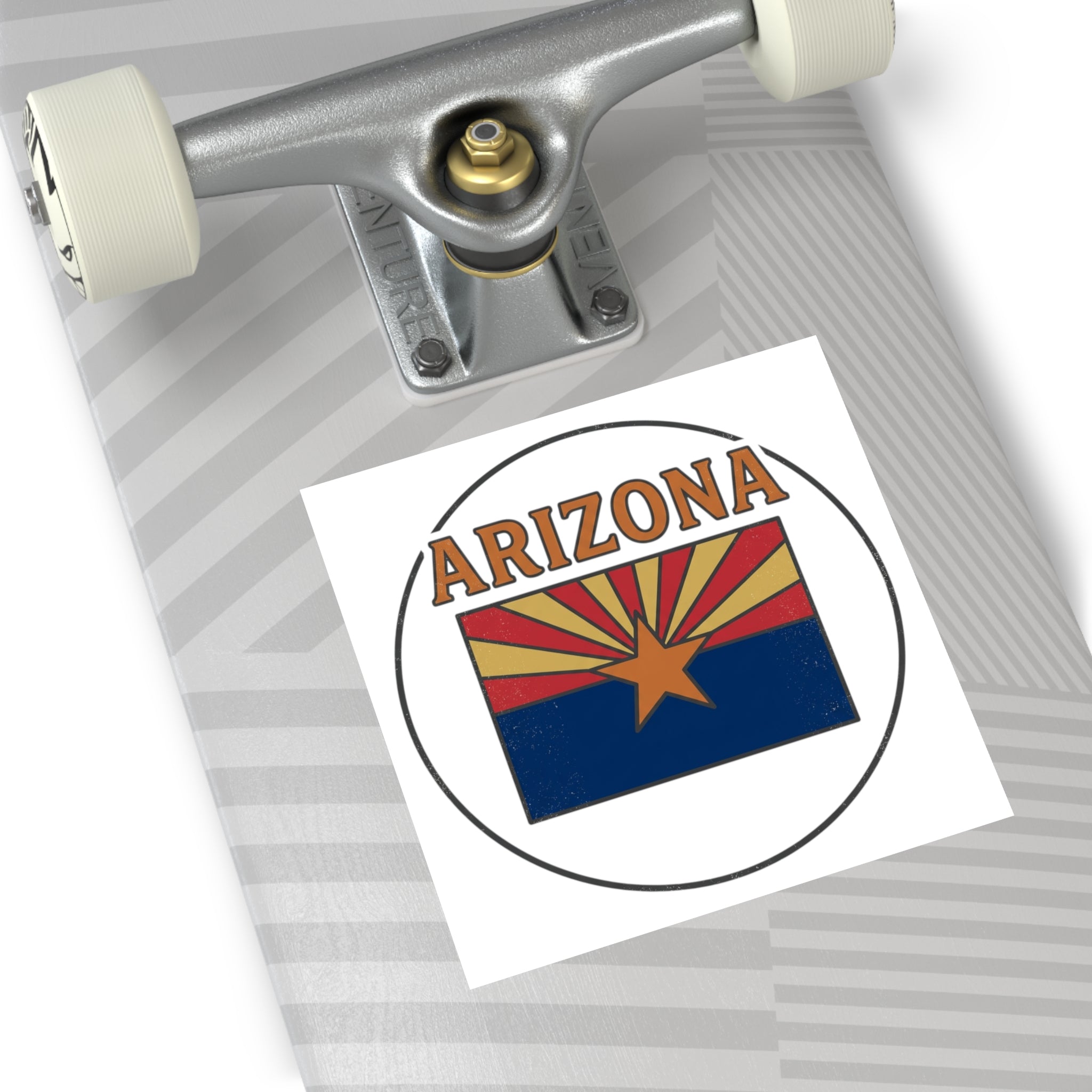 Arizona Flag Square Vinyl Sticker – Retro State Pride Decal — side view 2