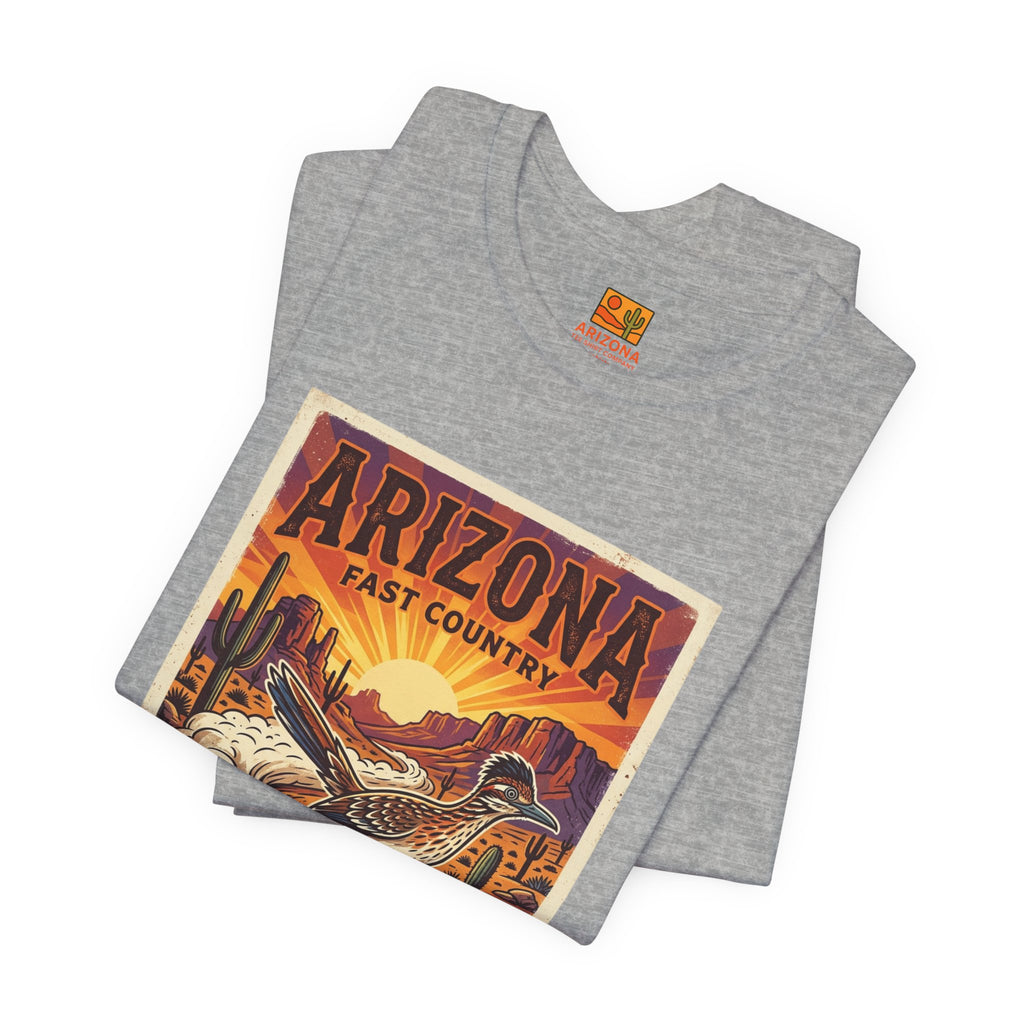 Arizona Fast Country Tee — Vintage Roadrunner Desert Graphic T-Shirt — detail view 2