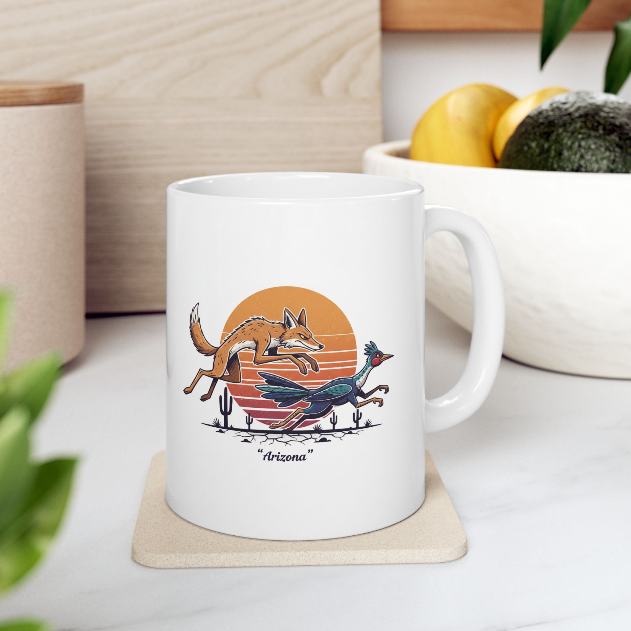 Coyote Wins Ceramic Mug — 'coyote wins' Text Design (11oz & 15oz) — front view
