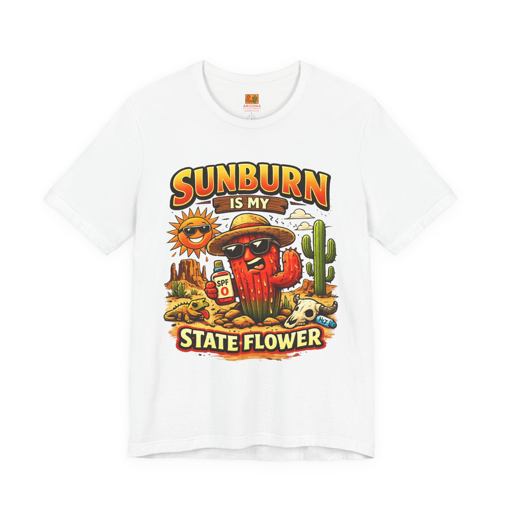 Arizona Desert Sunset Coyote & Saguaro T-Shirt — back view 2