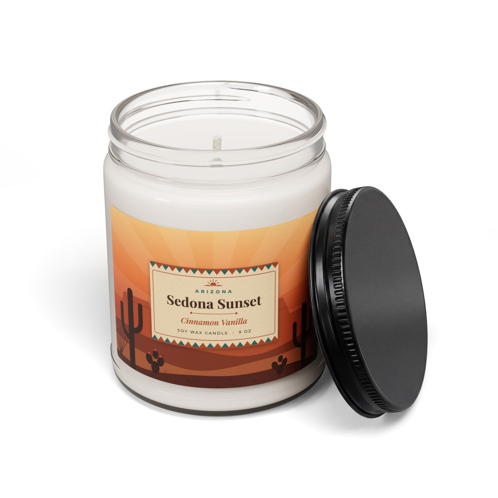 Sedona Sunset Candle – Cinnamon Vanilla Arizona Soy Candle 9oz — back view