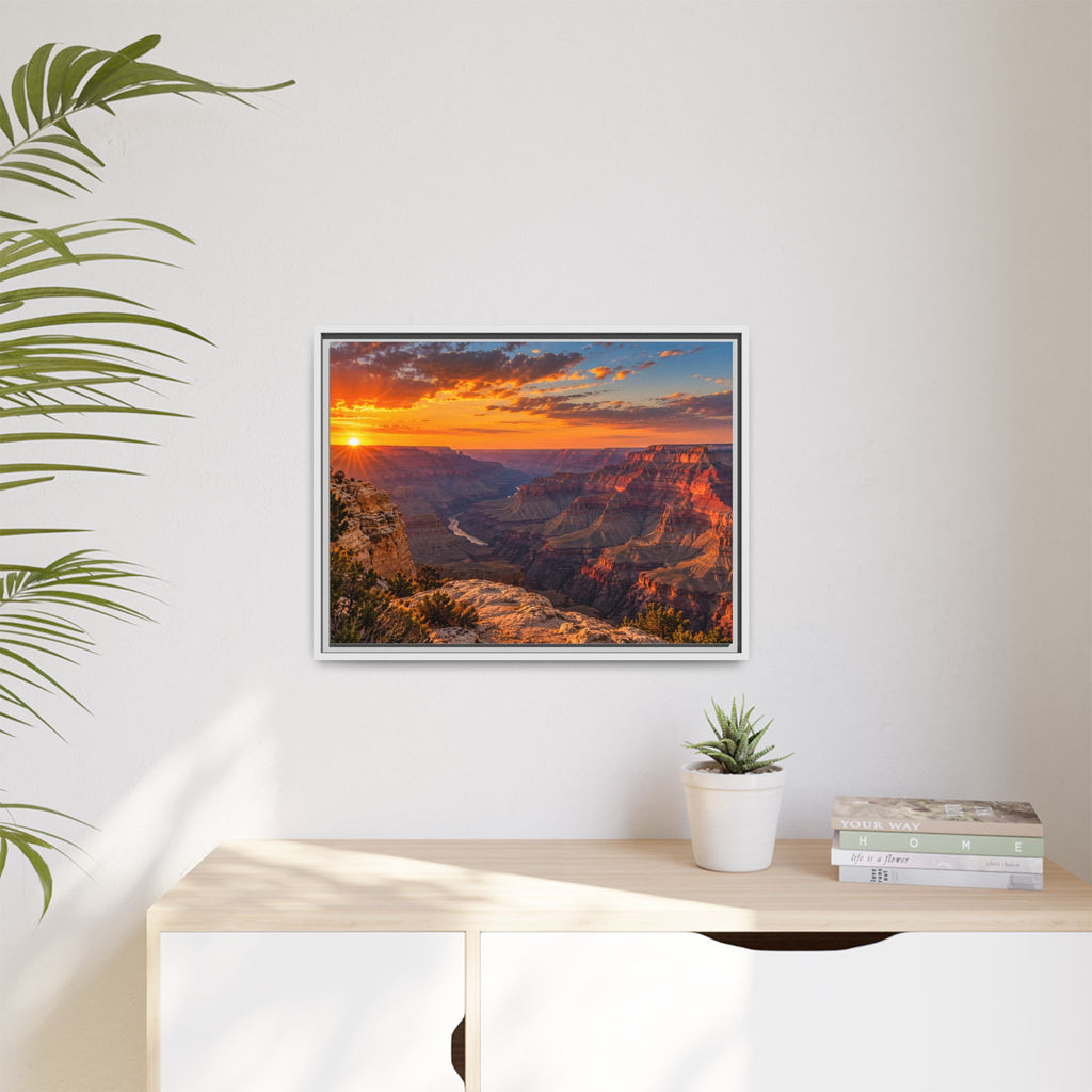 Framed Grand Canyon canvas print, red rock canyon sunset