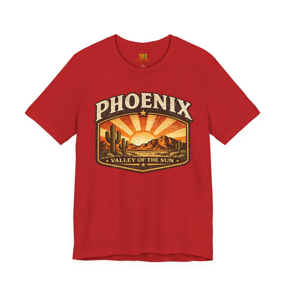 Phoenix Valley of the Sun Tee — Vintage Desert Sunset T-Shirt — front view 2