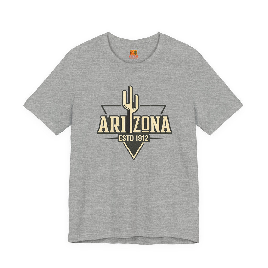 Arizona Cactus Vintage Logo Tee — ESTD 1912 Desert Graphic T-Shirt — back view