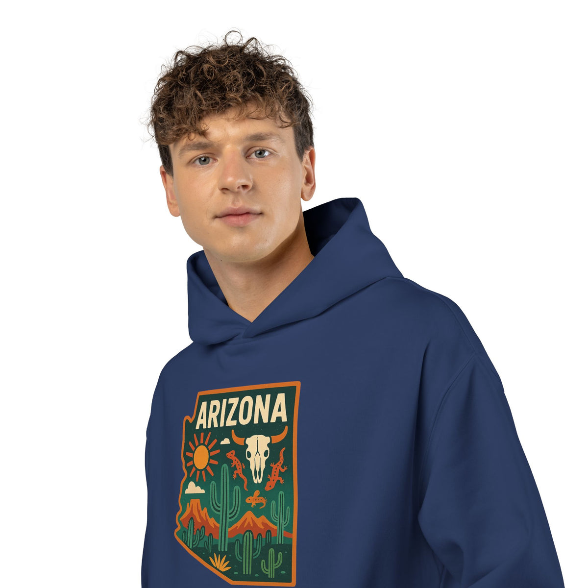 Arizona Desert Hoodie — State Outline Badge Pullover — alternate view