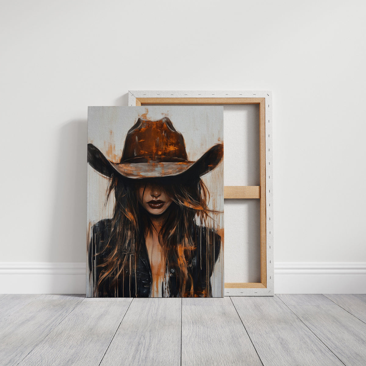 Cowgirl in Crimson modern Western cowgirl painting wall art, view 15