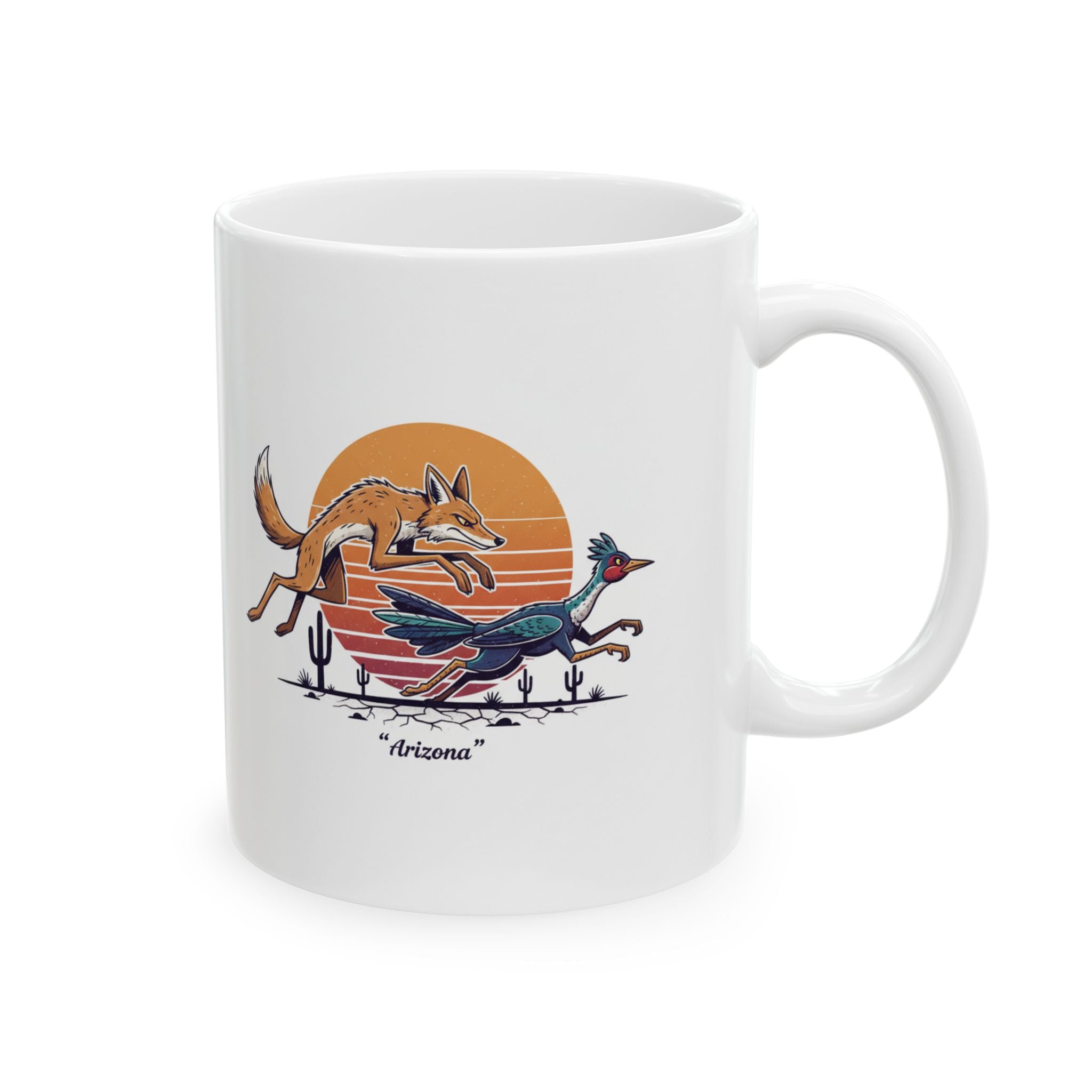 Coyote Wins Ceramic Mug — 'coyote wins' Text Design (11oz & 15oz) — lifestyle view