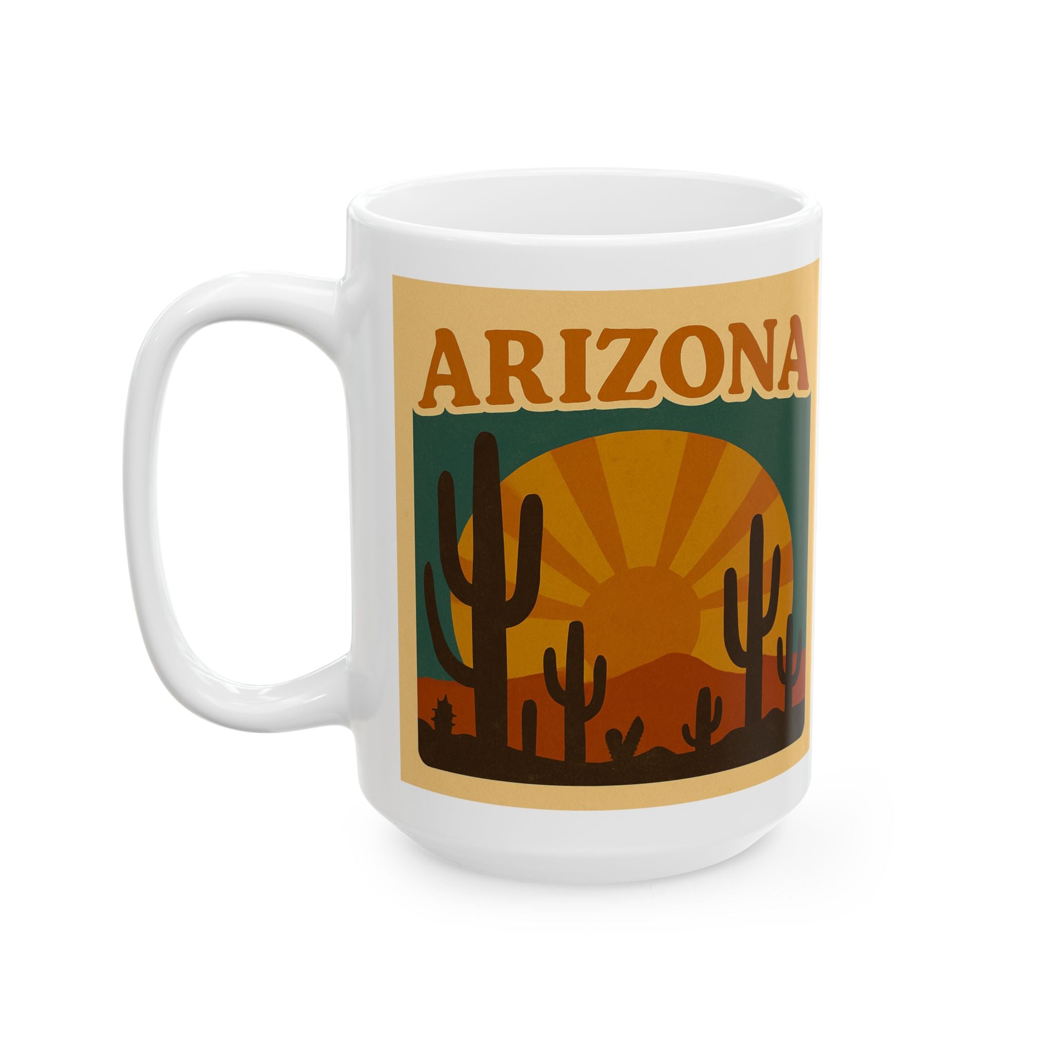 Vintage Cactus Sunset Ceramic Mug
