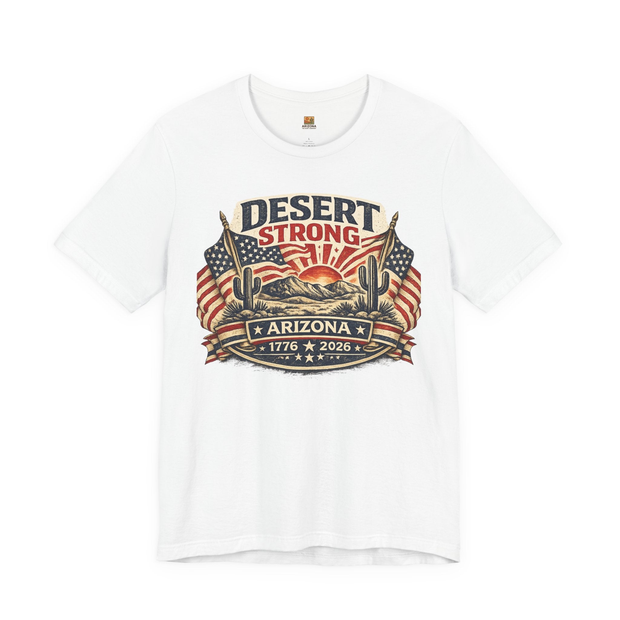 Desert Strong Arizona Tee — Patriotic Flag & Cactus Vintage Graphic Shirt