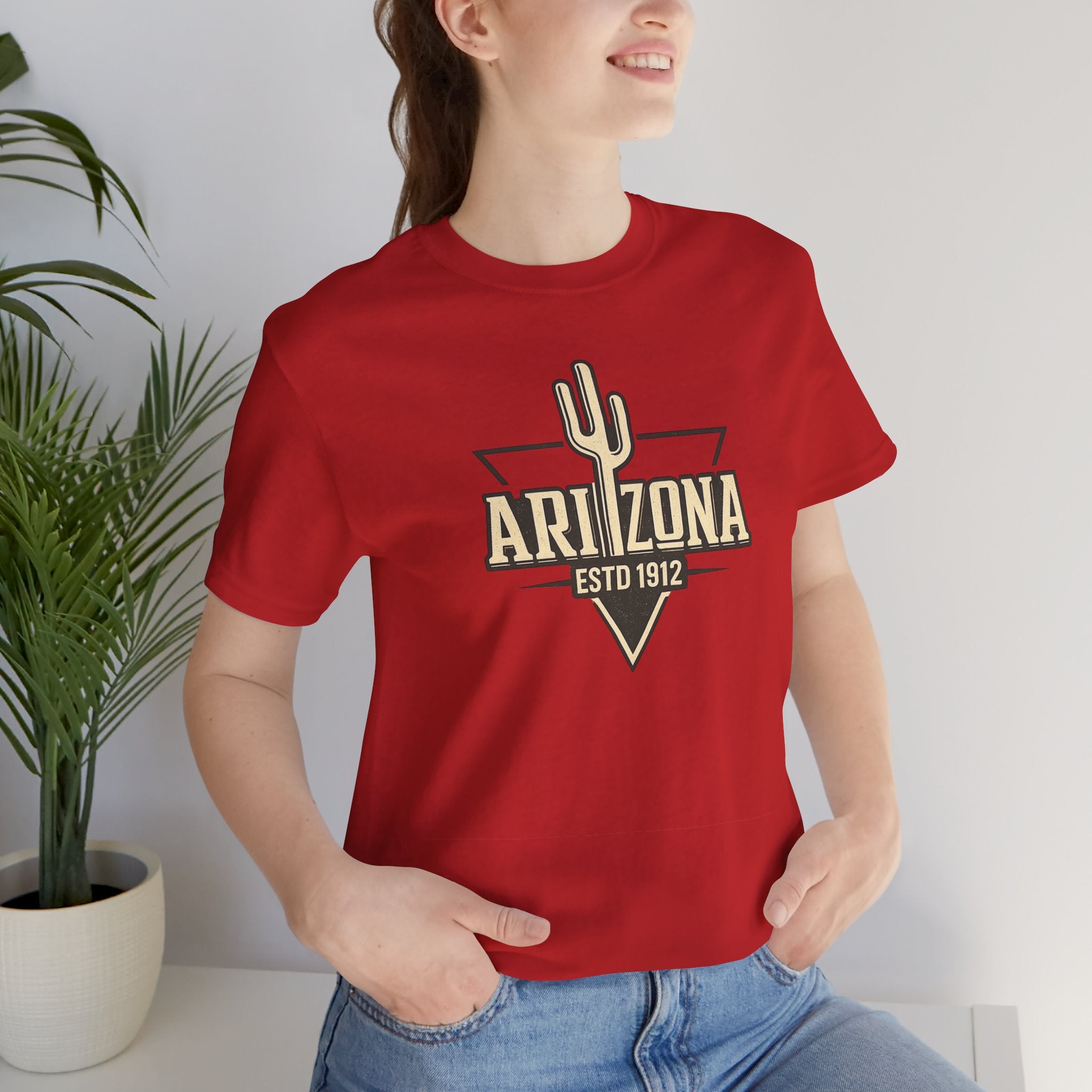 Arizona Cactus Vintage Logo Tee — ESTD 1912 Desert Graphic T-Shirt
