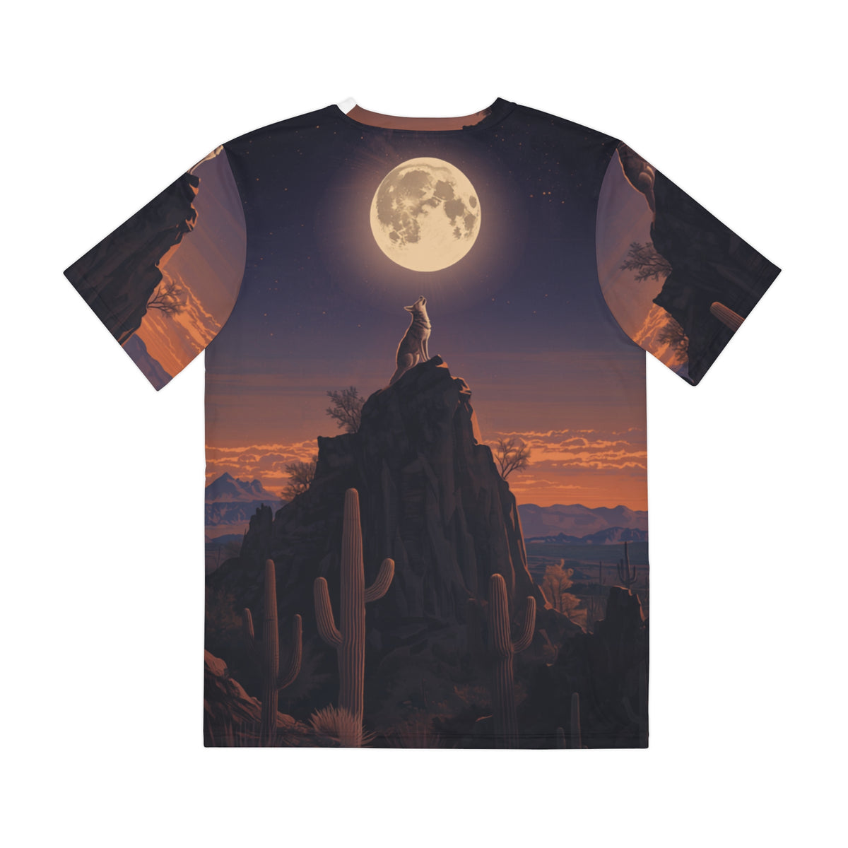 Desert Moonlight Coyote All-Over Print Tee — Arizona Night Sky