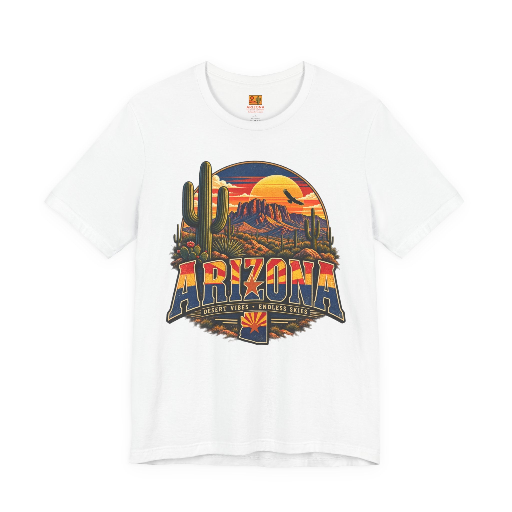 Arizona Desert Sunset Tee — Vintage Cactus Landscape T-Shirt — back view 2
