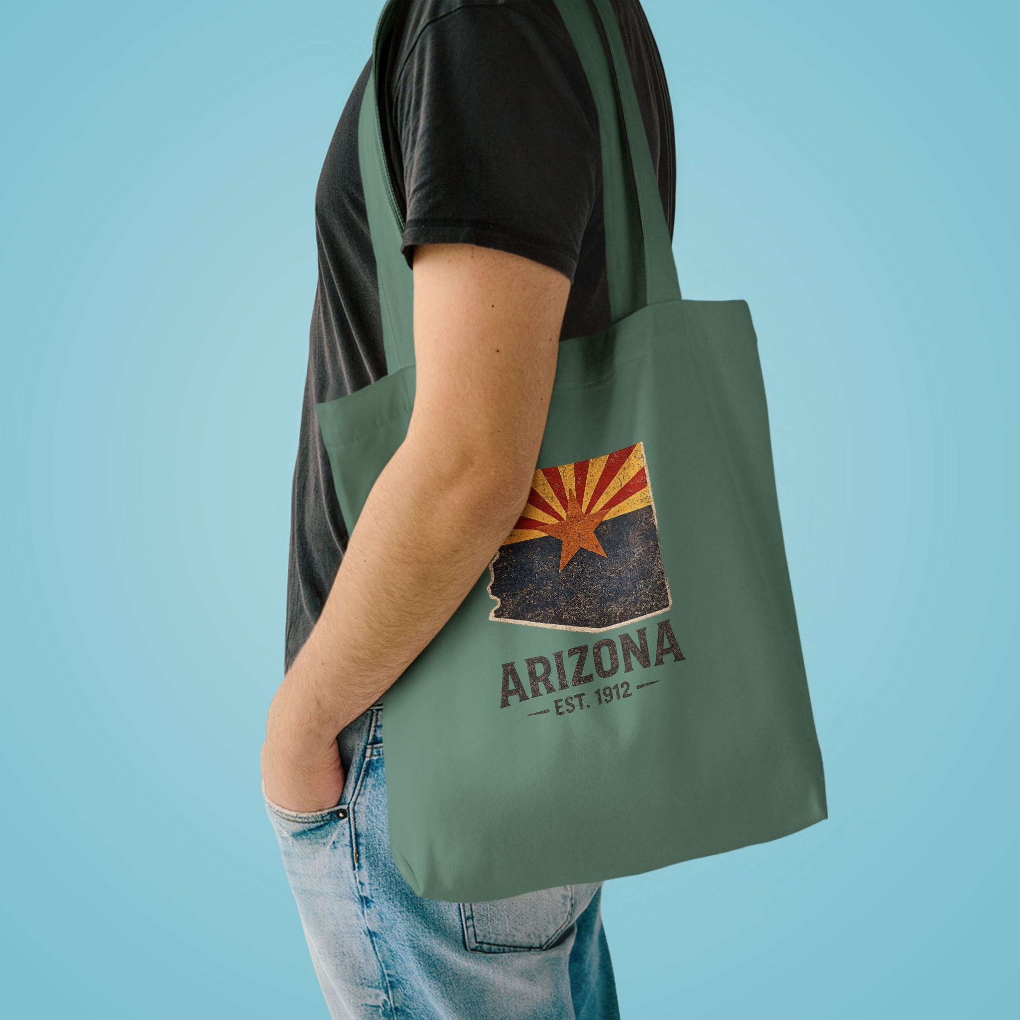 Arizona State Flag Canvas Tote Bag - Vintage Arizona Est. 1912 Shopping Bag