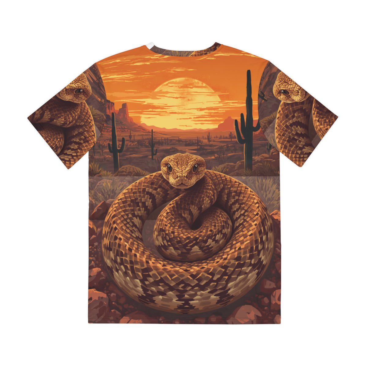 Men's Desert Rattlesnake All-Over Print Tee — Sunset Scorpion Snake Graphic