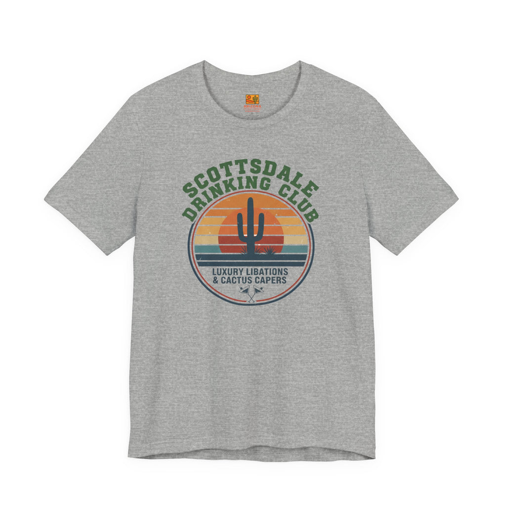 Scottsdale Drinking Club Retro Cactus Sunset Tee — back view 2