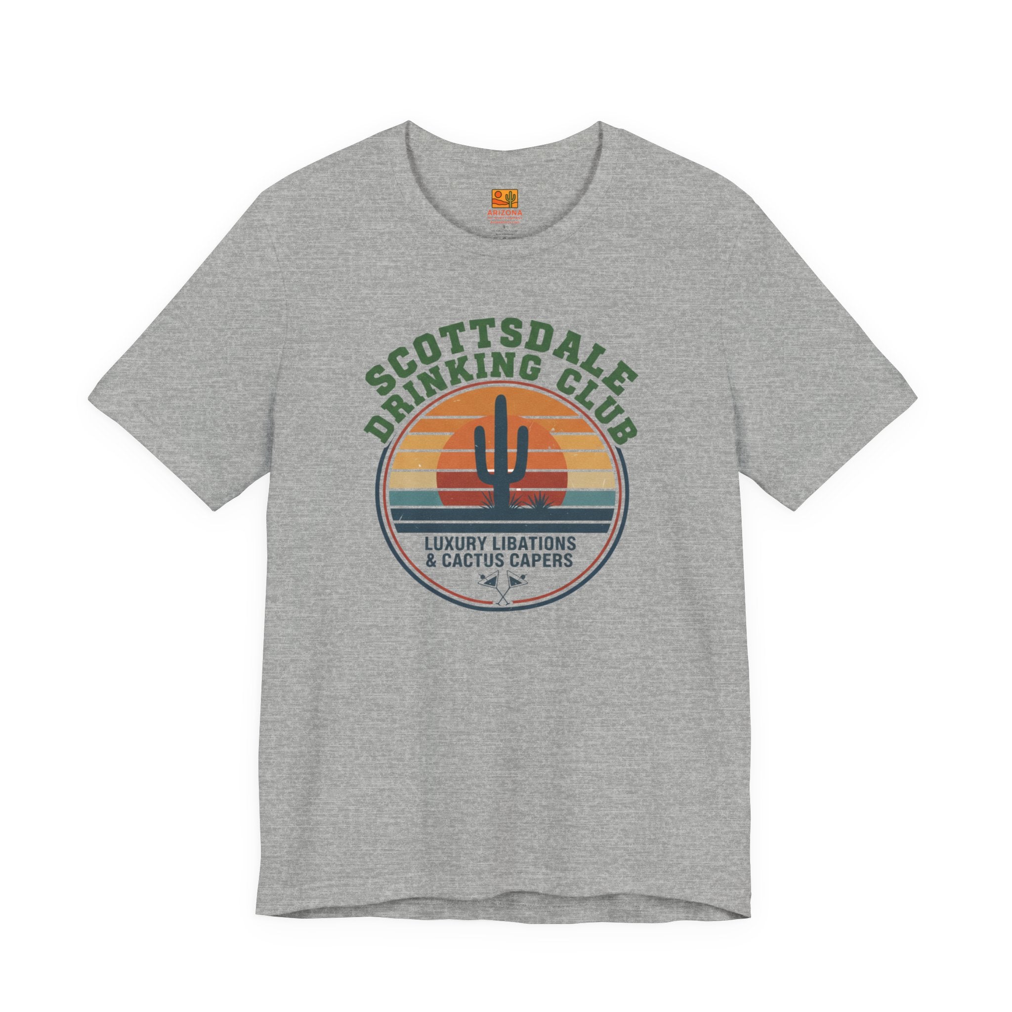 Scottsdale Drinking Club Retro Cactus Sunset Tee — back view 2