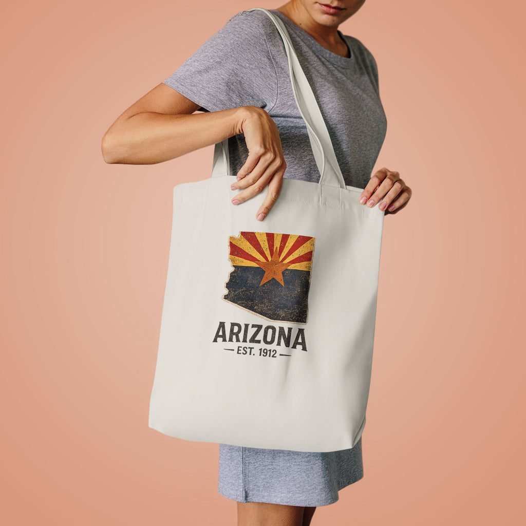Arizona State Flag Canvas Tote Bag - Vintage Arizona Est. 1912 Shopping Bag