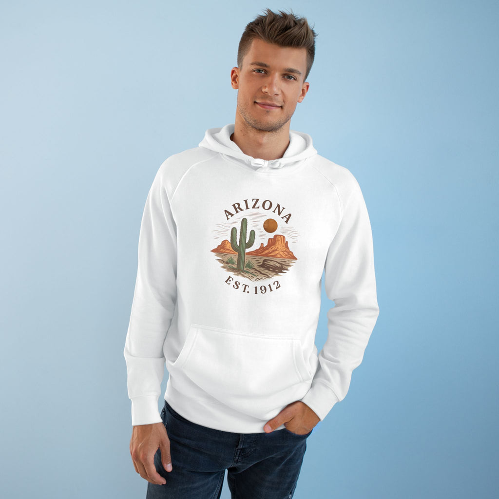 Arizona Desert Hoodie — Cactus Landscape "Est. 1912" Pullover