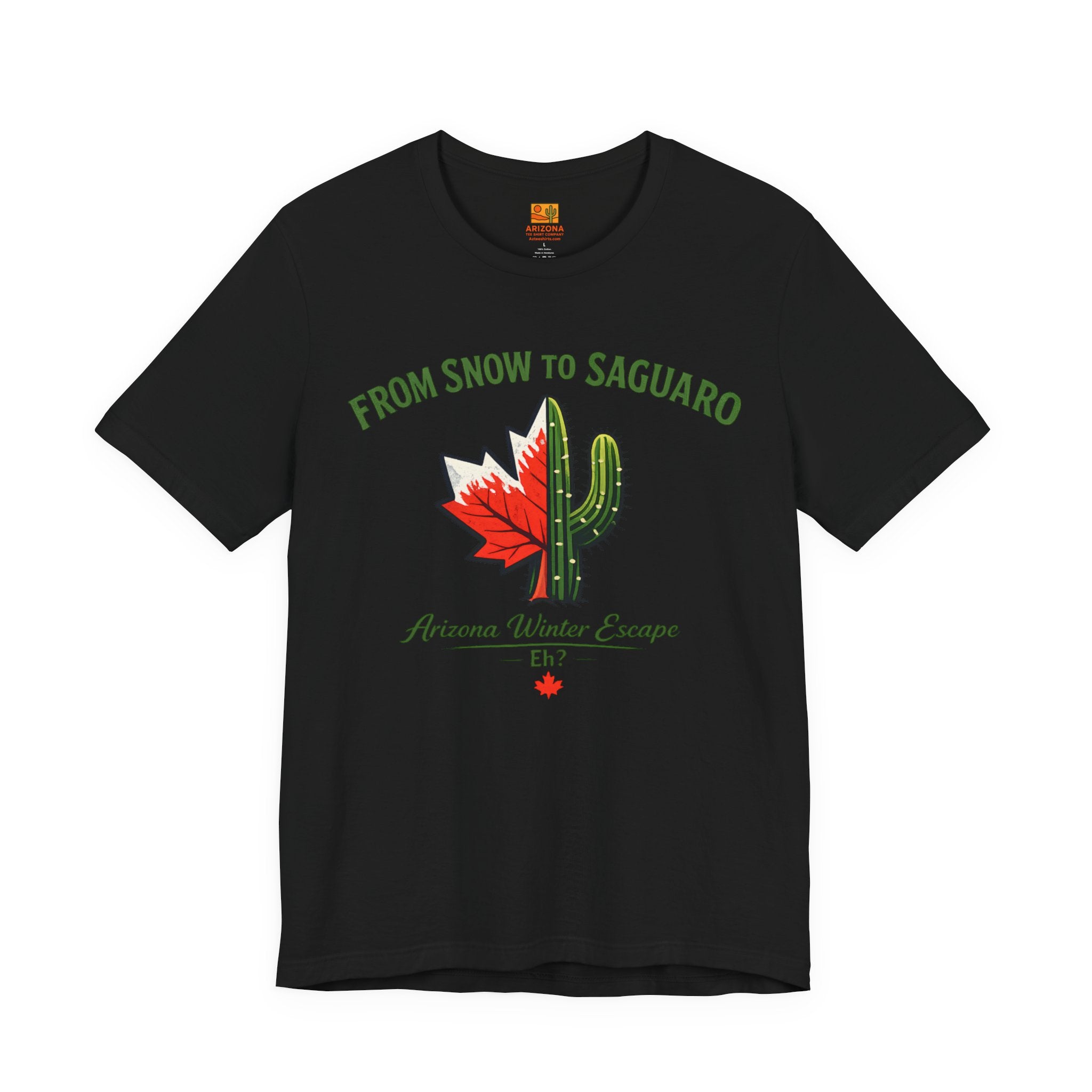 Arizona Winter Escape Tee — "From Snow to Saguaro" — front view 2