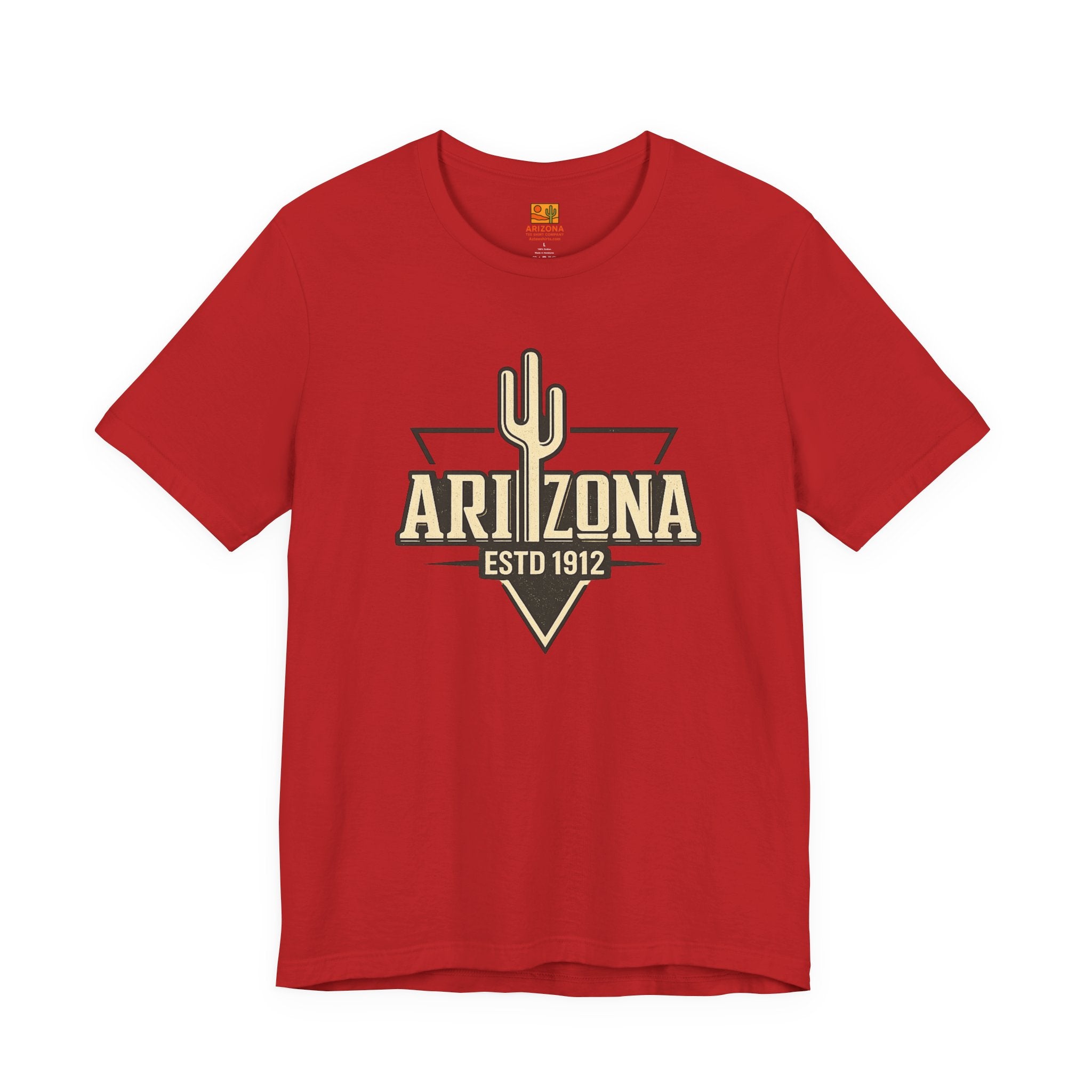 Arizona Cactus Vintage Logo Tee — ESTD 1912 Desert Graphic T-Shirt — front view 2