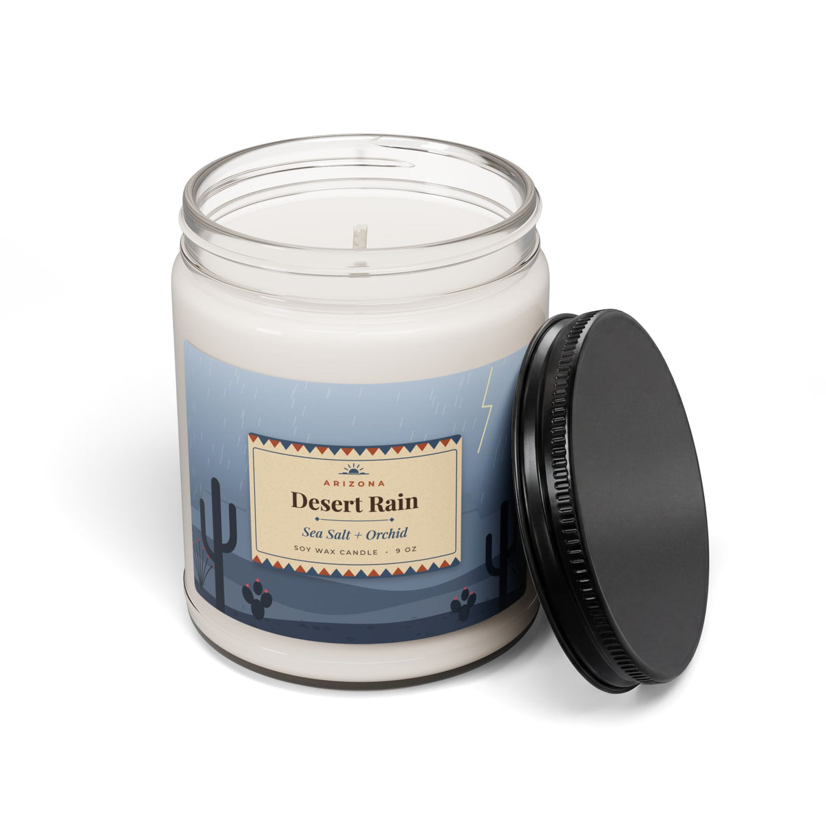 Desert Rain Candle – Sea Salt & Orchid Arizona Monsoon Soy Candle 9oz — back view