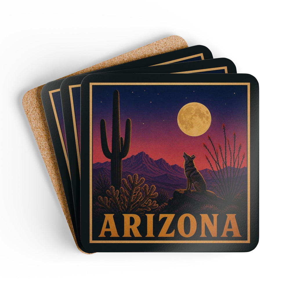 Fanned stack of Arizona Desert Moon drink coasters, Southwest home decor gift
