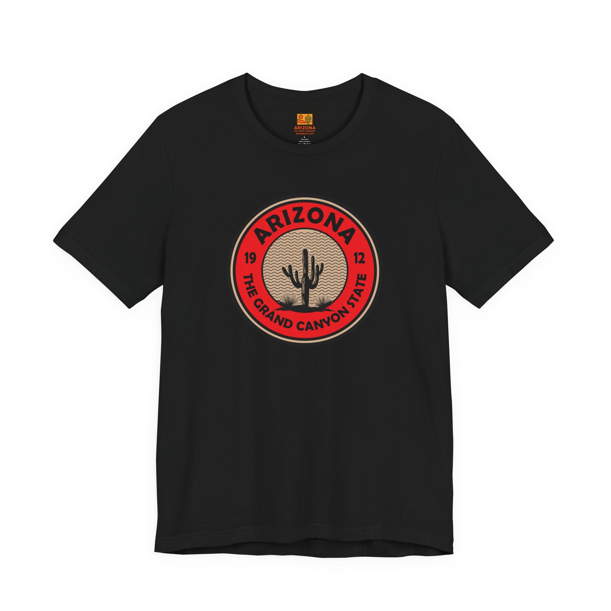Arizona Cactus Badge Tee — The Grand Canyon State Travel T‑Shirt — front view