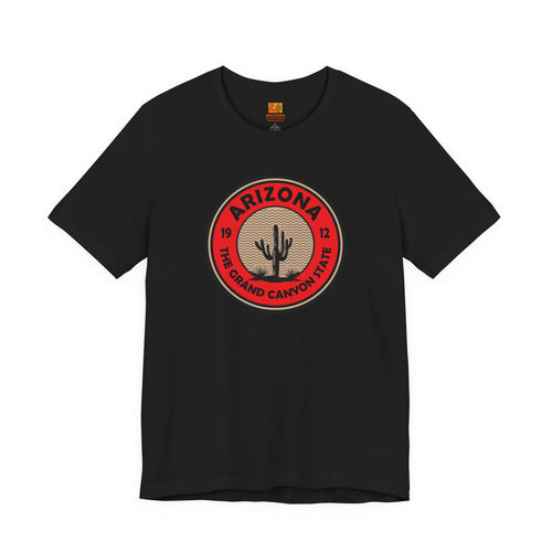 Arizona Cactus Badge Tee — The Grand Canyon State Travel T‑Shirt — front view