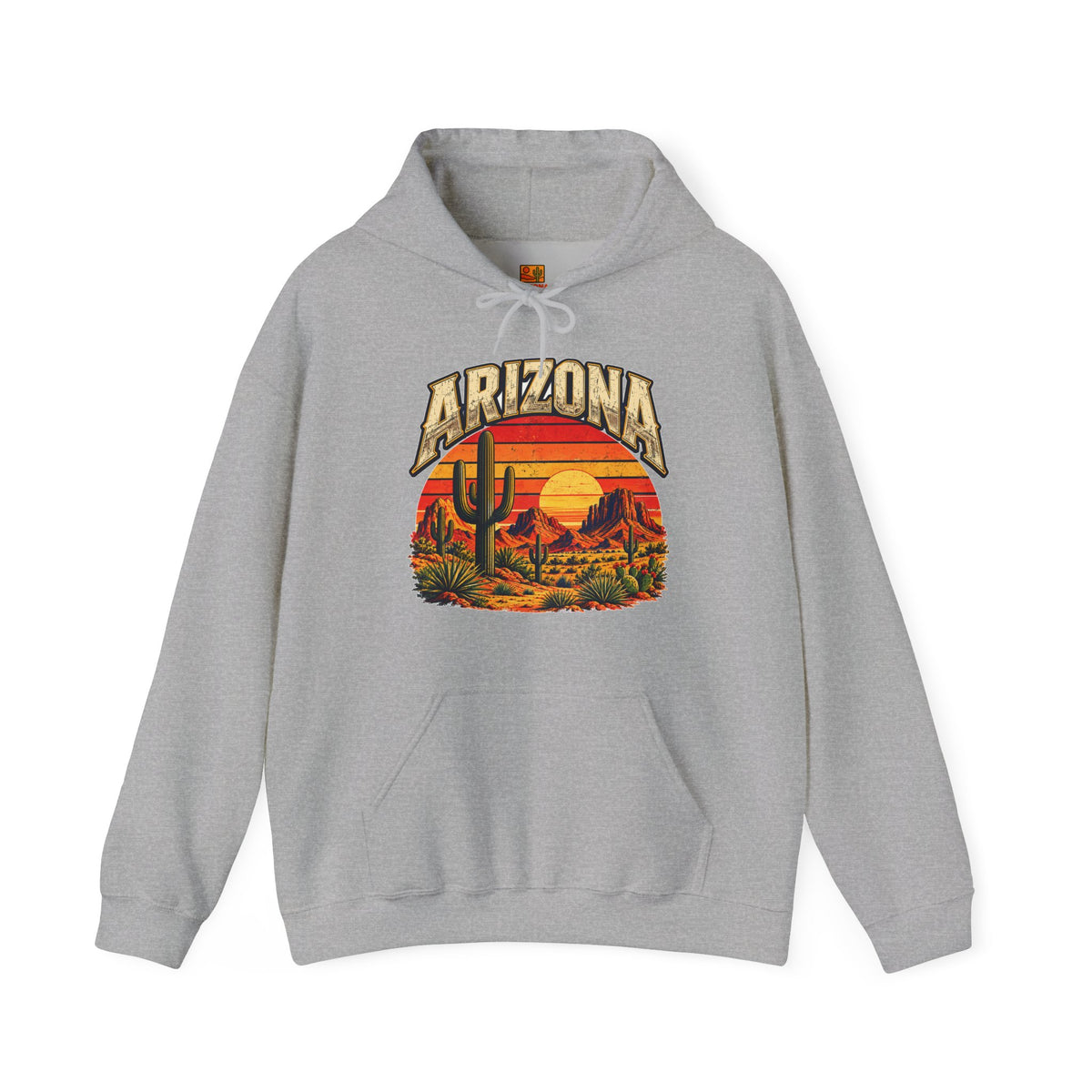 Arizona Saguaro Sunset Hoodie in sport grey