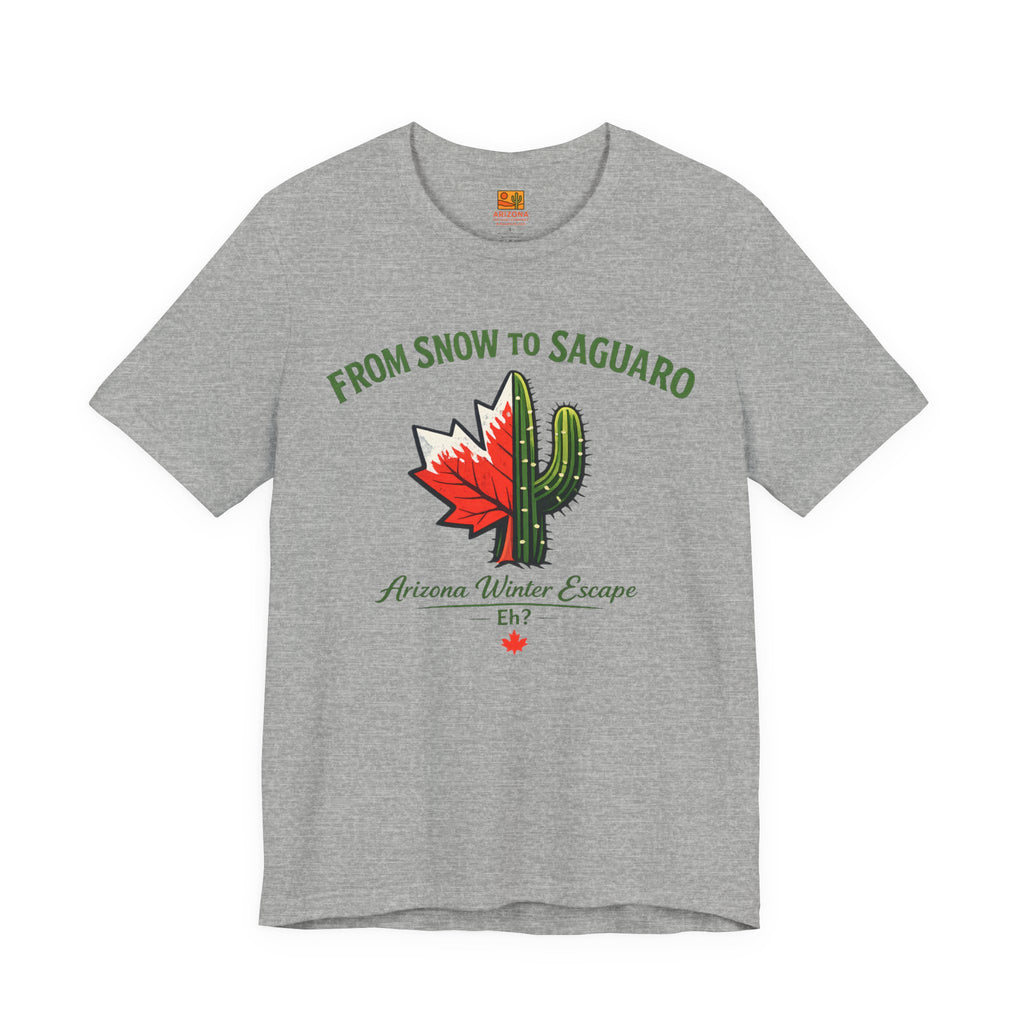 Arizona Winter Escape Tee — "From Snow to Saguaro" — detail view