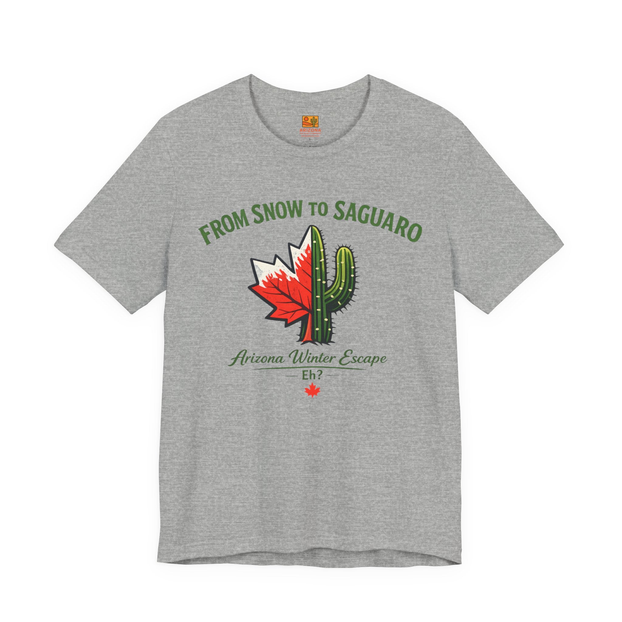 Arizona Winter Escape Tee — "From Snow to Saguaro" — detail view