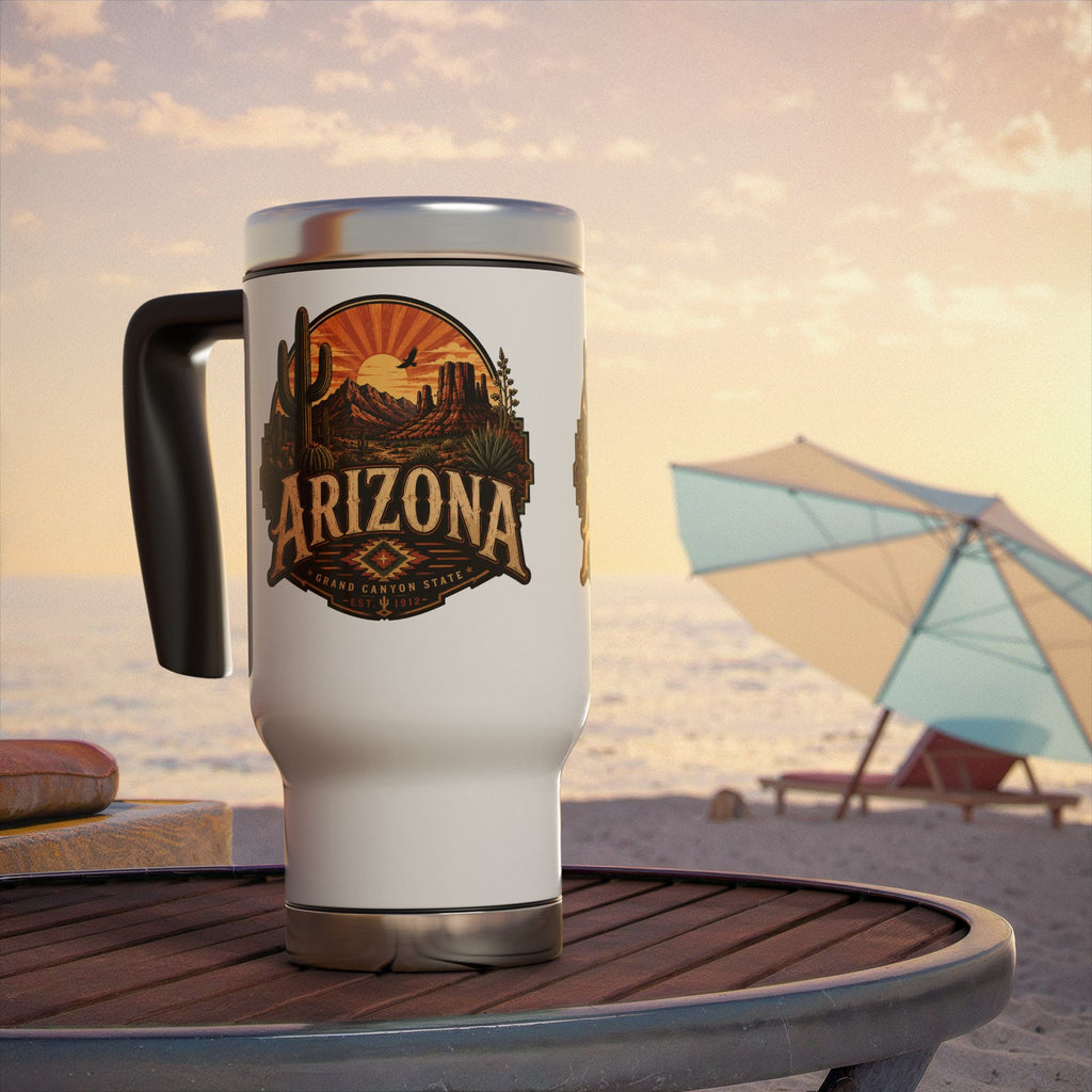 Arizona Desert Travel Mug — 14oz Stainless Steel Insulated Mug — full design view