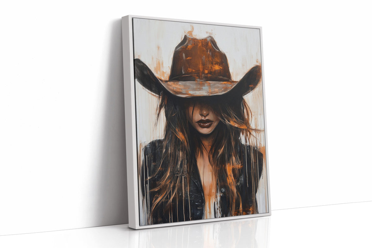 Cowgirl in Crimson modern Western cowgirl painting wall art, view 17